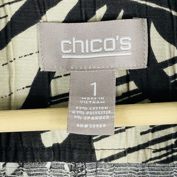 Chico's Brown Tan Tropical Leaves Crinkle Blazer Jacket Women's 1 Medium 8 - Picture 6 of 6